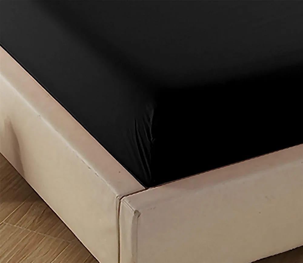 200 Thread Count Egyptian Cotton 40cm Deep Fitted Sheet — Black, Double - Image 5